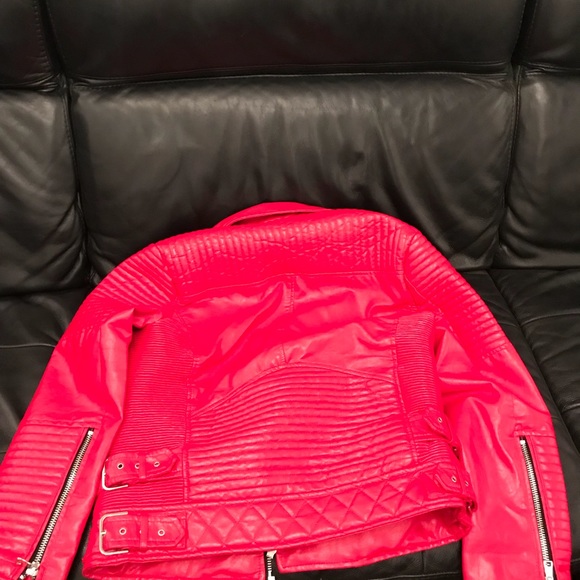 Red leather biker jacket - Picture 5 of 5